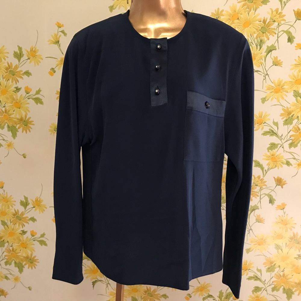 Vintage Della Roufogali blouse in blue vintage size 10